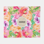 Moderne, kleurrijke Floral Waterverf Kraft Fleece Deken (Voorkant (Horizontaal))
