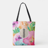 Moderne, kleurrijke Floral Waterverf Kraft Tote Bag (Achterkant)