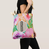 Moderne, kleurrijke Floral Waterverf Kraft Tote Bag (Dichtbij)