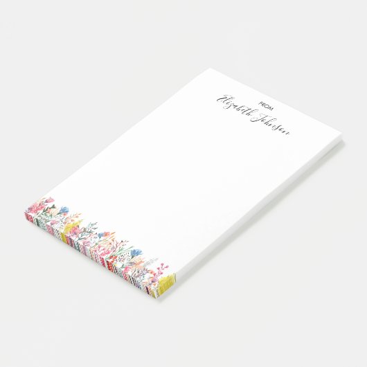 Moderne, kleurrijke Floral-Waterverf Post-it® Notes (Schuin)