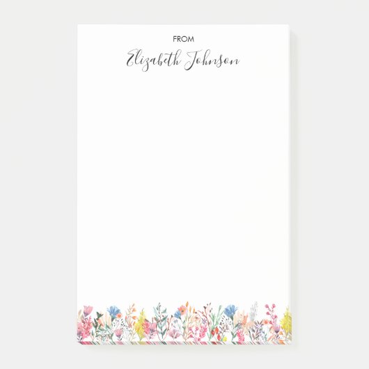 Moderne, kleurrijke Floral-Waterverf Post-it® Notes (Voorkant)