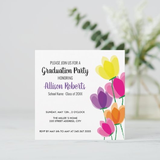 Moderne kleurrijke florale graduatiemechanisme uit (Staand voorkant)