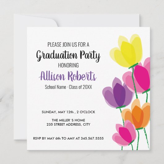 Moderne kleurrijke florale graduatiemechanisme uit (Voorkant)