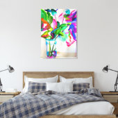 Moderne, kleurrijke florale stille waterverf Art Canvas Afdruk (Insitu (Slaapkamer))