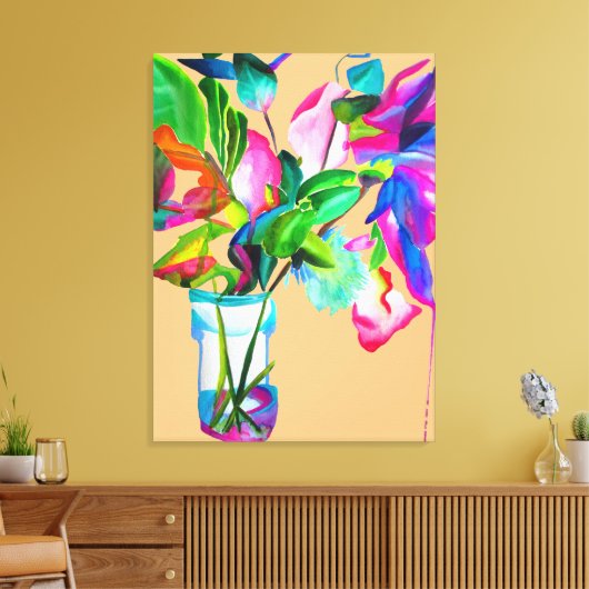 Moderne, kleurrijke florale stille waterverf Art Canvas Afdruk (Insitu (Woonkamer))