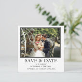 Moderne kleurrijke foto bruiloft save the date (Staand voorkant)
