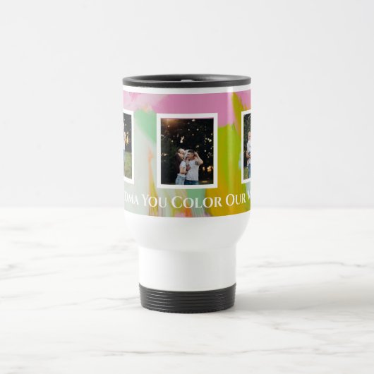 Moderne Kleurrijke Fotocollage Oma Reismok Reisbeker (Center)