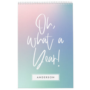 Moderne kleurrijke fotokalender voor pastelregenbo kalender