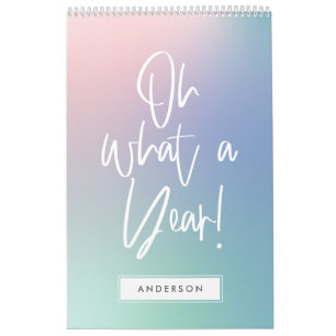 Moderne kleurrijke fotokalender voor pastelregenbo kalender