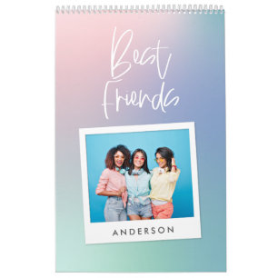 Moderne kleurrijke fotokalender voor pastelregenbo kalender