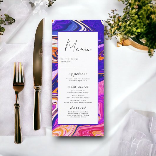 Moderne, kleurrijke galaxy Artistic Abstract Weddi Menu