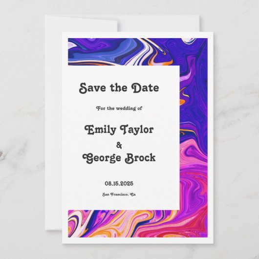 Moderne, kleurrijke galaxy Artistic Abstract Weddi Save The Date (Voorkant)