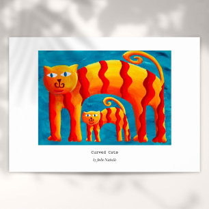 Moderne Kleurrijke Gebogen Kat en Kitten Patroon Poster