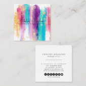 Moderne kleurrijke geborstelde penseelstreken Glit Vierkante Visitekaartje (Voorkant / Achterkant)