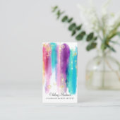 Moderne kleurrijke geborstelde penseelstreken Glit Visitekaartje (Staand voorkant)