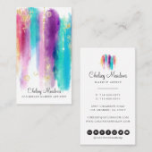 Moderne kleurrijke geborstelde penseelstreken Glit Visitekaartje (Voorkant / Achterkant)