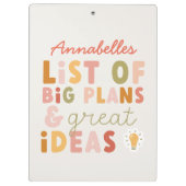 Moderne, kleurrijke, gedurfde typografische planne klembord (Achterkant)