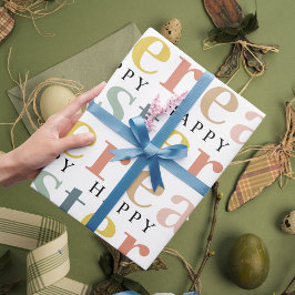 Moderne, kleurrijke, gelukkige Pasen Cadeaupapier