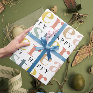 Moderne, kleurrijke, gelukkige Pasen Cadeaupapier