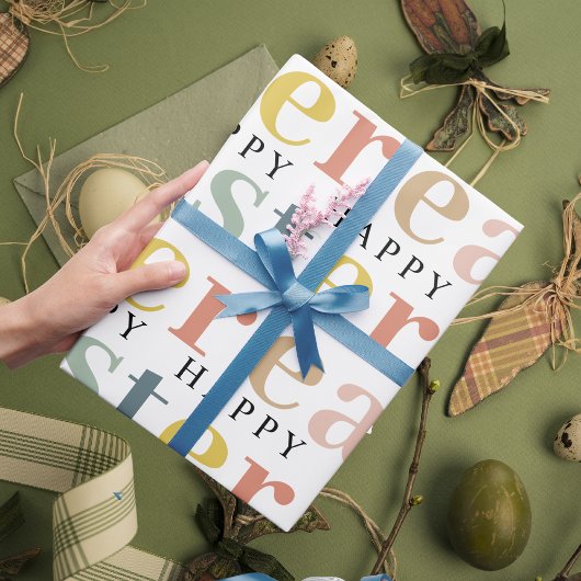 Moderne, kleurrijke, gelukkige Pasen Cadeaupapier