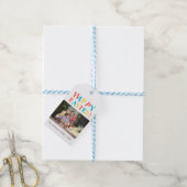 Moderne Kleurrijke Gelukkige Pasen Foto Gepersonal Cadeaulabel (Met Touw)