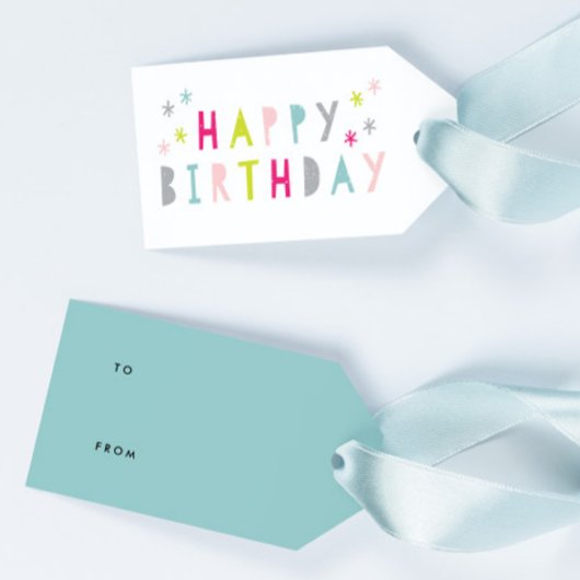 Moderne Kleurrijke Gelukkige Verjaardag Cadeaulabel