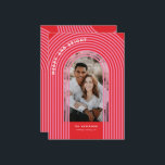 Moderne kleurrijke geometrische abstracte boogrood feestdagenkaart<br><div class="desc">Moderne kleurrijke geometrische boogrode en roze abstracte vakantiefotokaart. Verbluffend,  trendy grafisch ontwerp met geen trend funky designer vibes. Onderdeel van een collectie.</div>