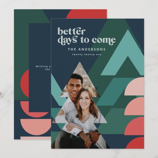 Moderne, kleurrijke geometrische abstracte feestfo feestdagenkaart (Voorkant / Achterkant)