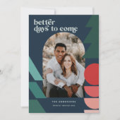 Moderne, kleurrijke geometrische abstracte feestfo feestdagenkaart (Voorkant)