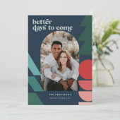 Moderne, kleurrijke geometrische abstracte feestfo feestdagenkaart (Staand voorkant)