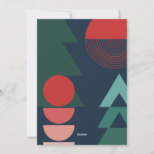 Moderne, kleurrijke geometrische abstracte feestfo feestdagenkaart (Achterkant)