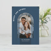 Moderne, kleurrijke geometrische abstracte feestfo feestdagenkaart (Staand voorkant)