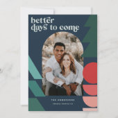 Moderne, kleurrijke geometrische abstracte feestfo feestdagenkaart (Voorkant)