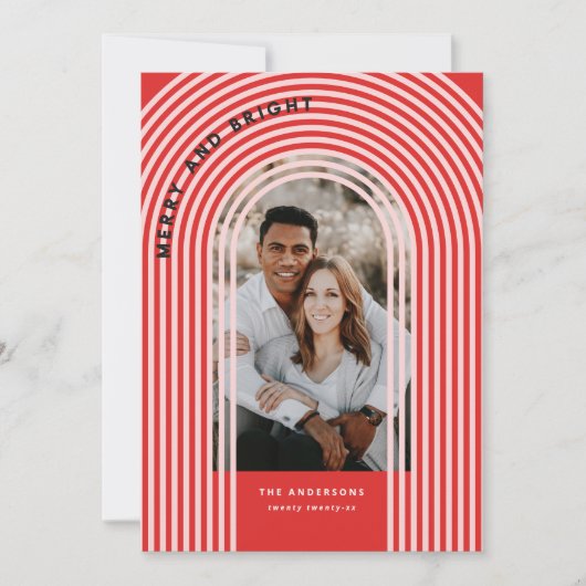 Moderne, kleurrijke geometrische abstracte feestfo feestdagenkaart (Voorkant)