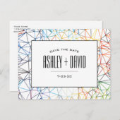 Moderne, kleurrijke geometrische bewaarder het Bri Uitnodiging Briefkaart (Voorkant / Achterkant)