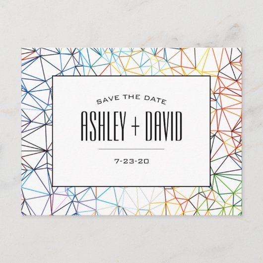 Moderne, kleurrijke geometrische bewaarder het Bri Uitnodiging Briefkaart (Voorkant)