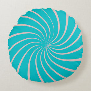 Moderne kleurrijke geometrische blauwe roze trendy rond kussen