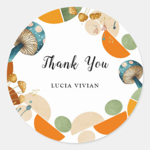 Moderne Kleurrijke Geometrische Kleine Paddestoel Ronde Sticker