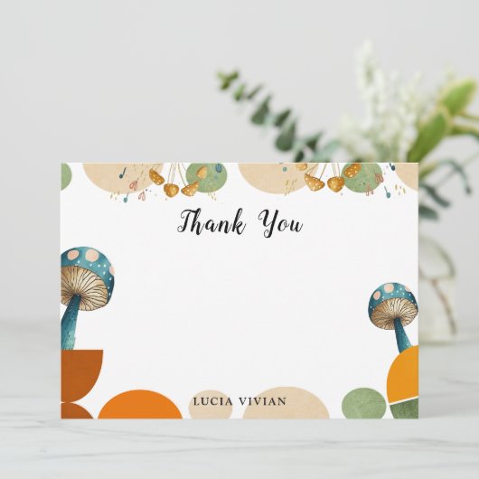 Moderne Kleurrijke Geometrische Paddenstoel Bedank Bedankkaart (Staand voorkant)