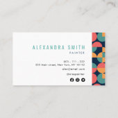 moderne kleurrijke geometrische patroonschilder visitekaartje (Achterkant)