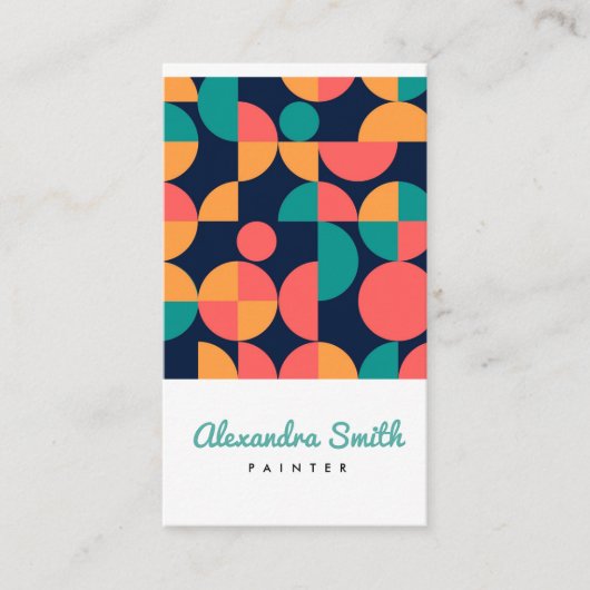 moderne kleurrijke geometrische patroonschilder visitekaartje (Voorkant)