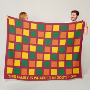 Moderne Kleurrijke Geometrische Vierkanten Familie Fleece Deken