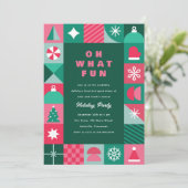 Moderne kleurrijke geometrische vormen kerstfeest kaart (Staand voorkant)