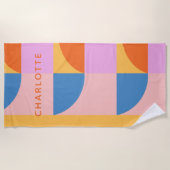 Moderne, kleurrijke geometrische vormen op maat strandlaken (Voorkant)