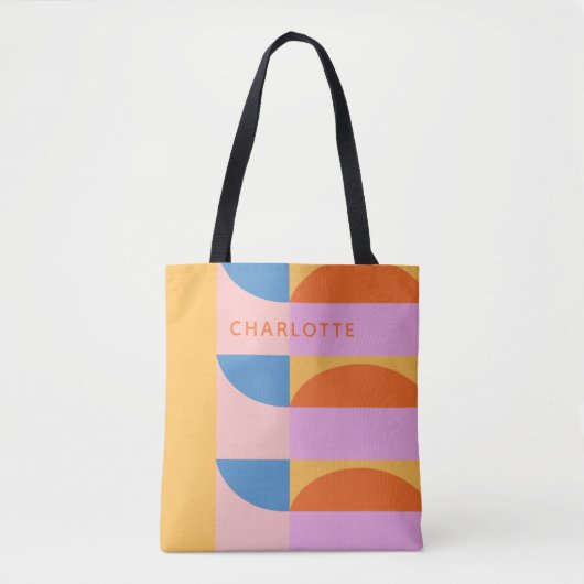 Moderne, kleurrijke geometrische vormen op maat tote bag (Voorkant)