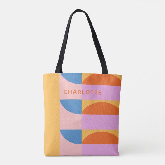 Moderne, kleurrijke geometrische vormen op maat tote bag (Achterkant)