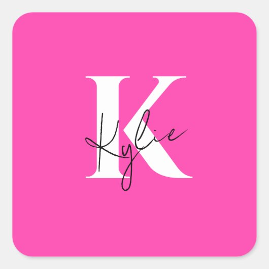 Moderne Kleurrijke Gepersonaliseerde Monogram - Vierkante Sticker (Voorkant)