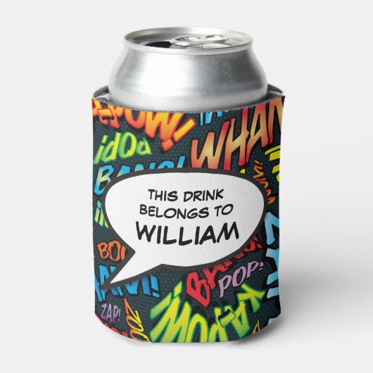 Moderne Kleurrijke Gepersonaliseerde Praatwolk Fun Blikjeskoeler (Blikje Voorkant)