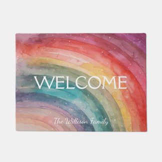 Moderne Kleurrijke Gepersonaliseerde Regenboog Deu Deurmat