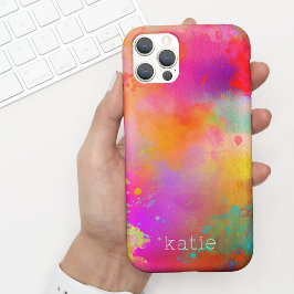 Moderne Kleurrijke Geschilderde Waterverf Kunst w  iPhone 15 Case